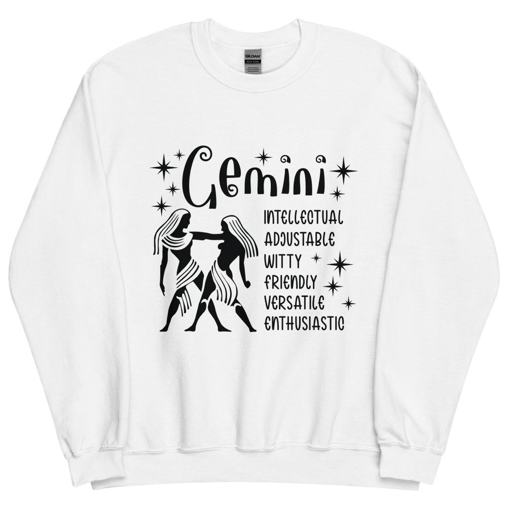 Gemini Zodiac Positive Traits Sweatshirt - White Color - https://ascensionemporium.net